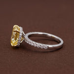 yellow oval cut diamond ring with lab grown diamond 