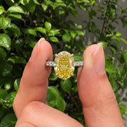 yellow oval cut diamond ring with lab grown diamond 