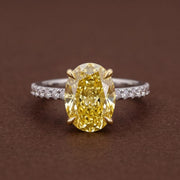 yellow oval cut diamond ring with lab grown diamond 