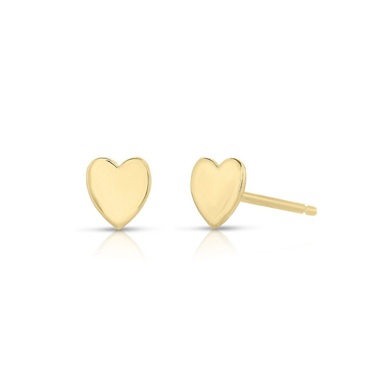 Tiny Heart Stud Earrings, Yellow Gold Studs, 14k Yellow Gold Plated Heart Earrings, Dainty Gold Earrings, Gift