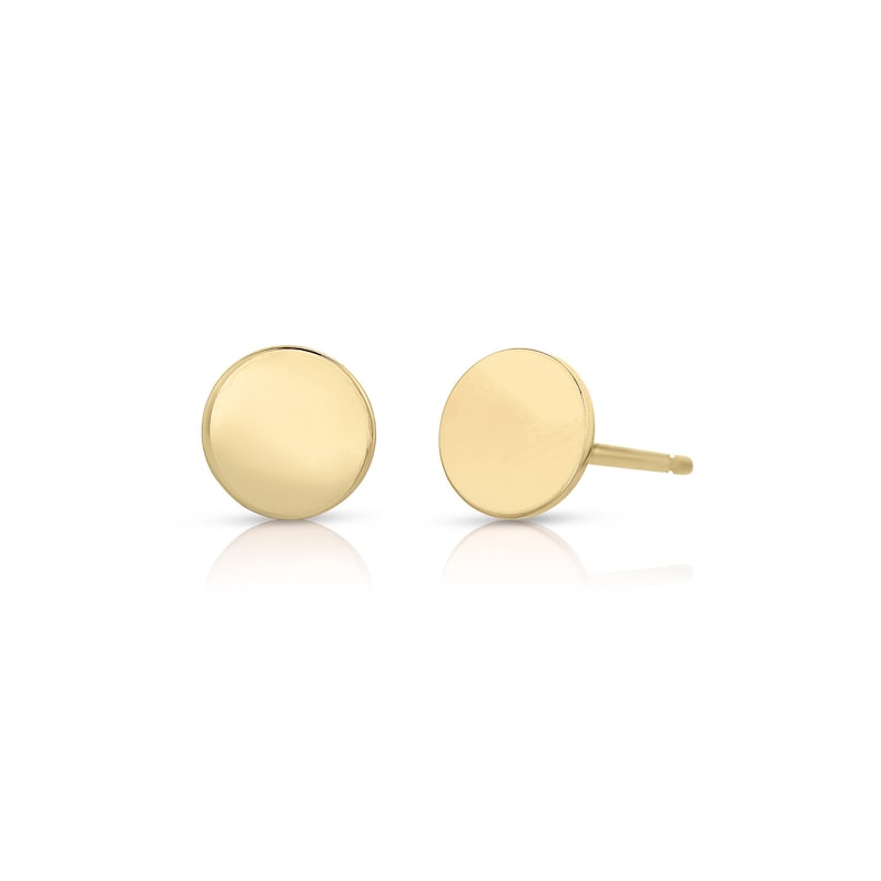 Disc Earrings, Tiny Circle Studs, Coin Earrings, 14k Yellow Gold Plated, Personalized, Monogram, Engraving, Dainty Jewelry