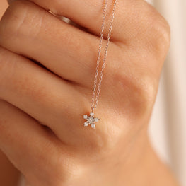 14K Yellow Gold Plated Necklace Round Cut Diamond Star Shape Pendant Birthday Gift For Women
