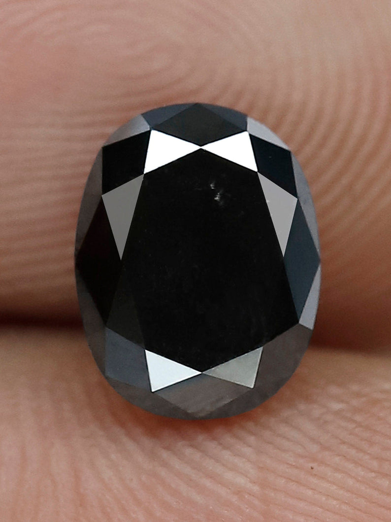 1.24 CT Natural Black Diamond Oval Cut Loose Diamond