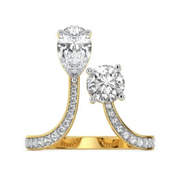 Elegant Pear & Round Moissanite Diamond Unique Ring