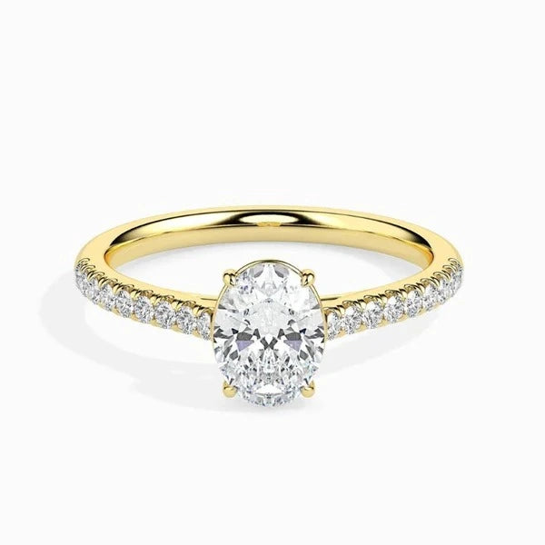2.64 Ct Oval & Round Moissanite Diamond Solitaire Ring