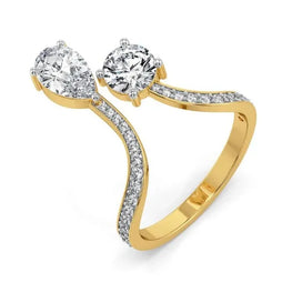Elegant Pear & Round Moissanite Diamond Unique Ring