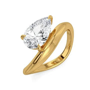  2.24 Ct Gold Diamond Ring Pear Cut Anniversary ring with birthstone