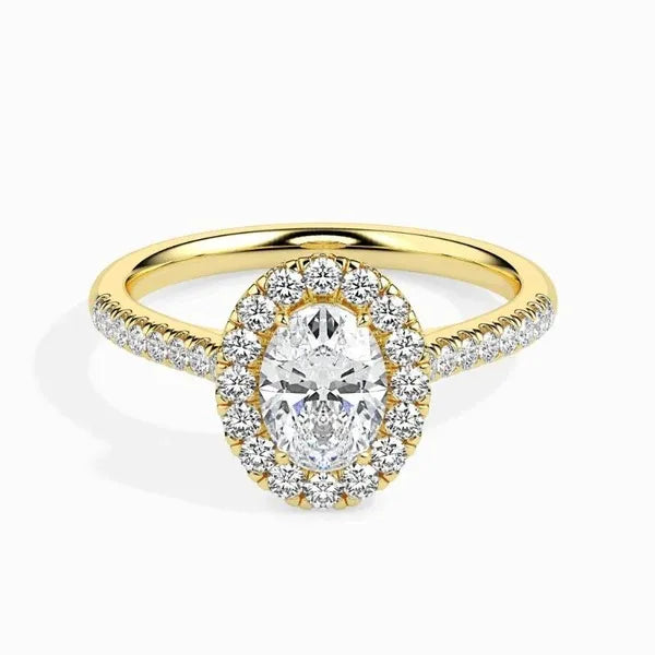 3.69 Ct Oval Cut Halo Moissanite Bliss Ring