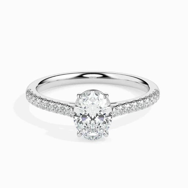 2.64 Ct Oval & Round Moissanite Diamond Solitaire Ring