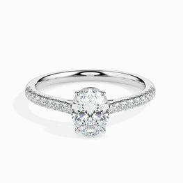 2.64 Ct Oval & Round Moissanite Diamond Solitaire Ring