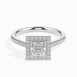 3.18 Ct Princess Cut Halo Moissanite Brianna Ring
