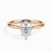 Pear  cut engagement ring with lab grown diamond in rose gold 