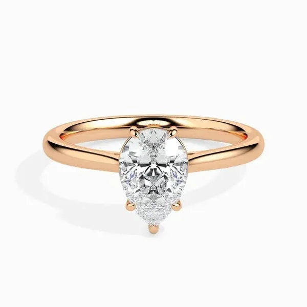 2 Ct Pear Moissanite Diamond Sole Solitaire Ring