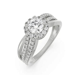 Artistic Round Moissanite Diamond Twisted Ring