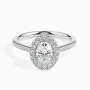 Unique Oval  shaped engagement ring in white gold setting - Women Special Diamond Ring 