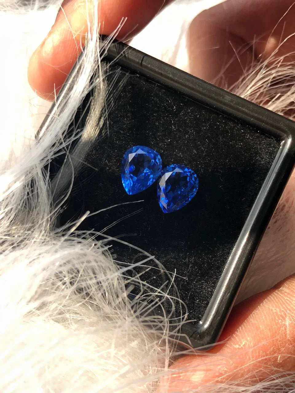 Blue Sapphire Pear Cut Gemstone Pair