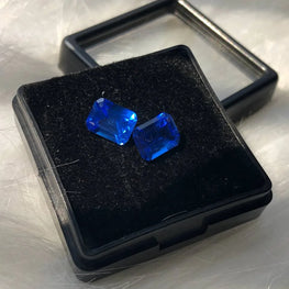 Emerald Cut Blue Sapphire Gemstone Pair