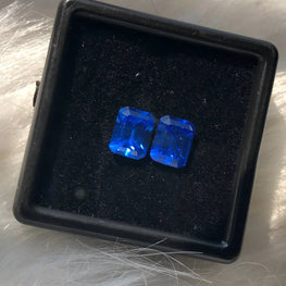 Emerald Cut Blue Sapphire Gemstone Pair