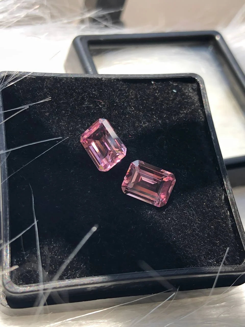 Emerald Cut Pink Sapphire Pair Gemstone