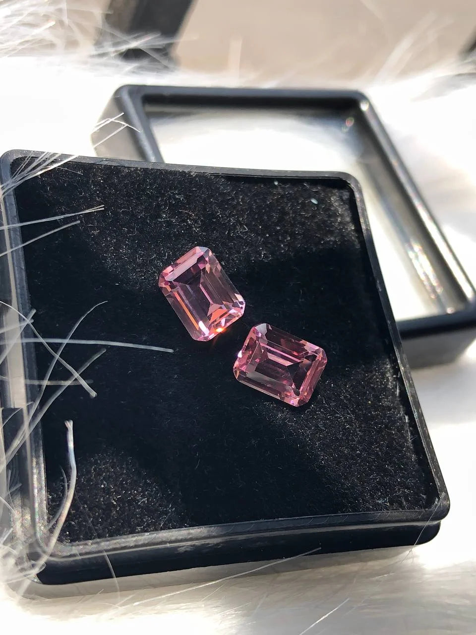 Emerald Cut Pink Sapphire Pair Gemstone