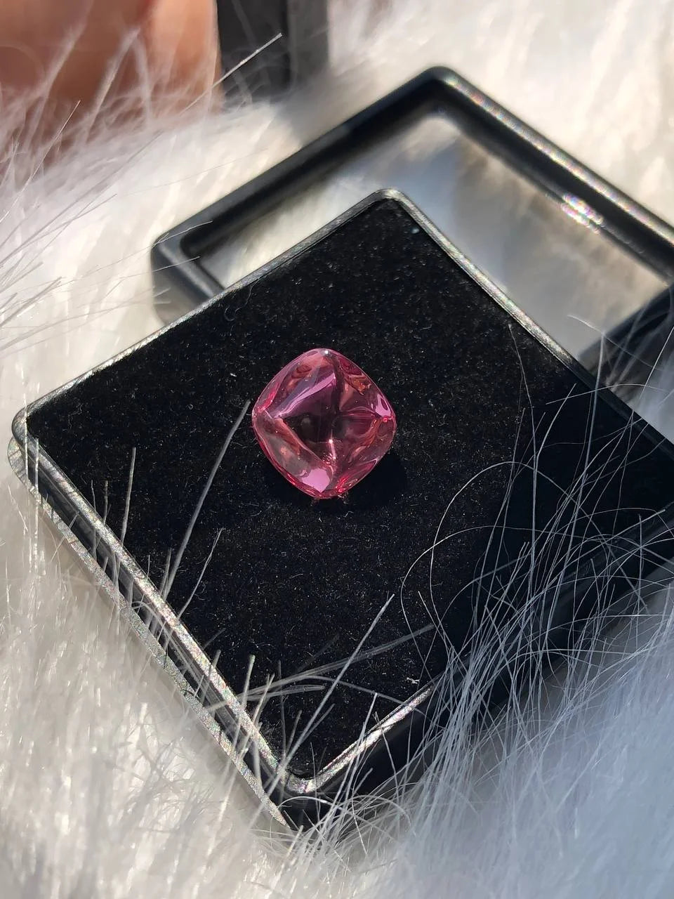 Unfaceted Cushion Cut Pink Sapphire Gemstone