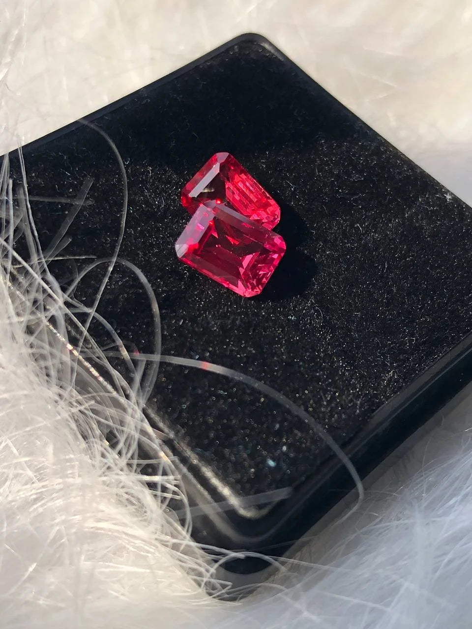 4.154 CT Lab Created Pink Sapphire Emerald Cut Loose Gemstone Pair For Earrings Genuine Quality