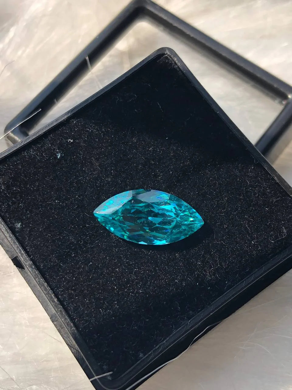 7.25 CT Lab Created Marquise Blue Paraiba Gemstone: Stunning Single Stone For Ring