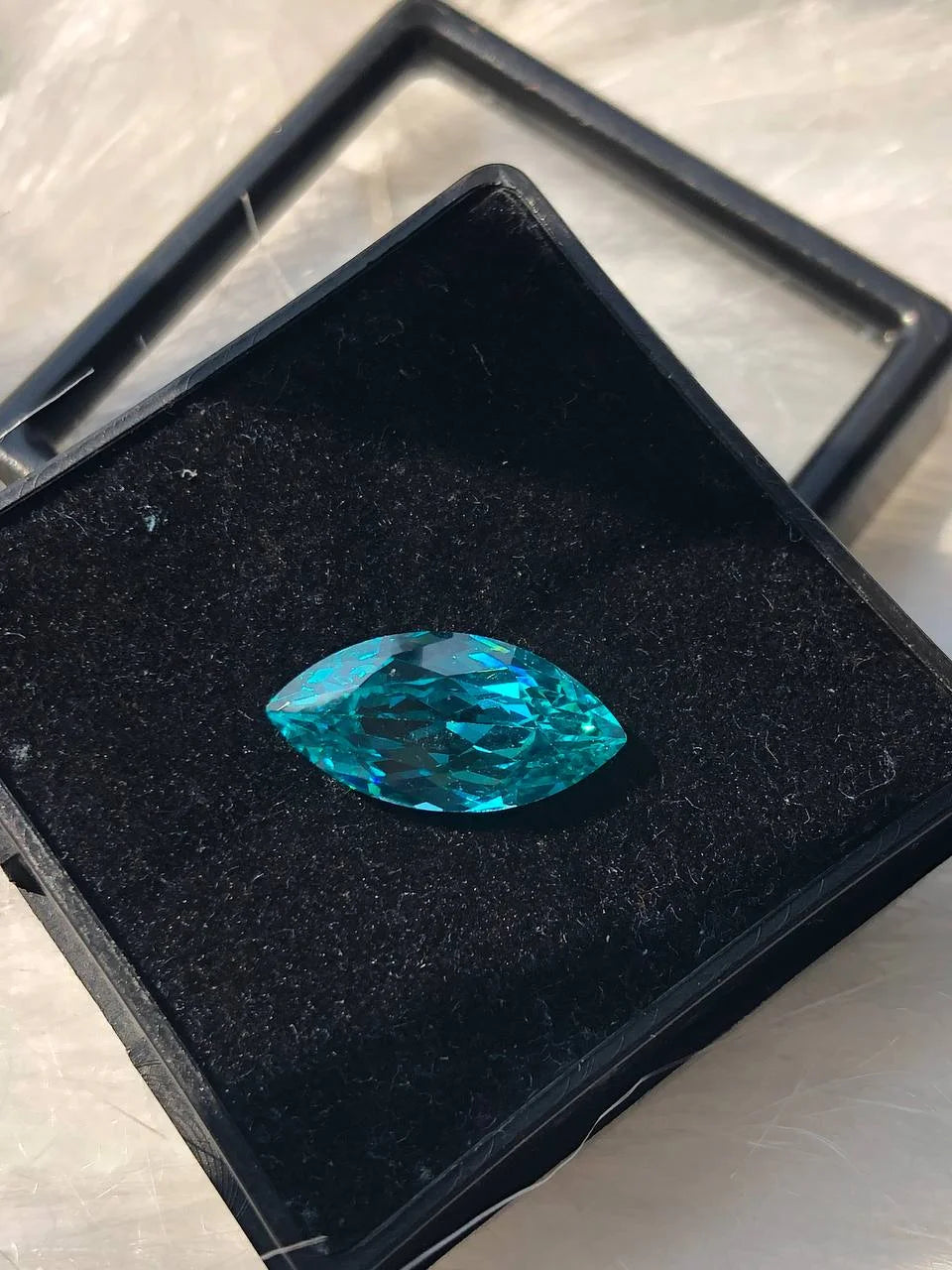 7.25 CT Lab Created Marquise Blue Paraiba Gemstone: Stunning Single Stone For Ring