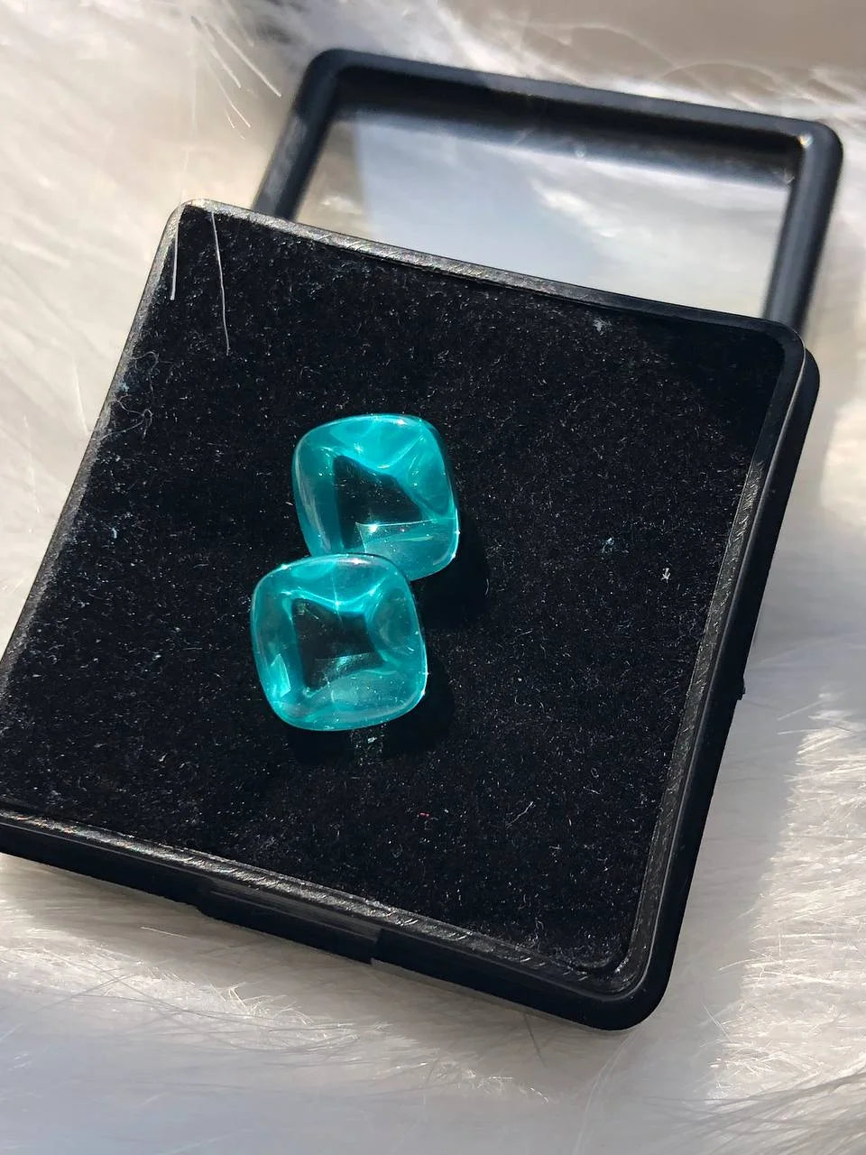Exquisite 17.12 CT Cushion Cut Lab Created Blue Paraiba Gemstone Pair Ideal For Earrings