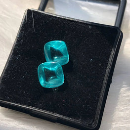 Exquisite 17.12 CT Cushion Cut Lab Created Blue Paraiba Gemstone Pair Ideal For Earrings