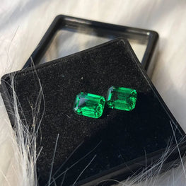 2.56 CT Emerald Cut Loose Gemstone Green Emerald Pair Of Gemstone For Earring