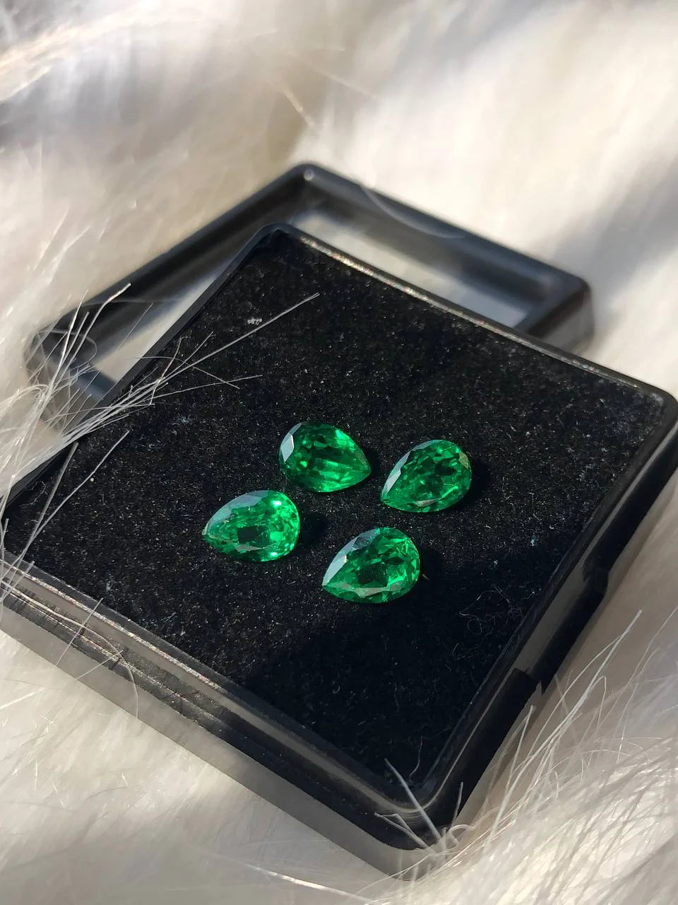 Pear Cut Lab Created Emerald Gemstone