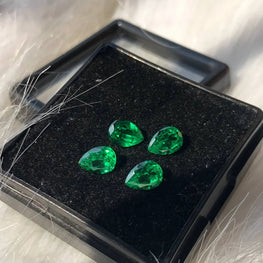 Pear Cut Lab Created Emerald Gemstone