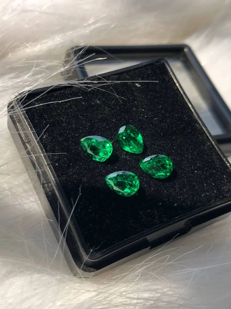 Pear Cut Lab Created Emerald Gemstone