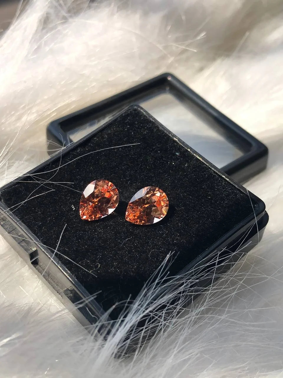 Pear Cut Orange Sapphire Gemstone Pair