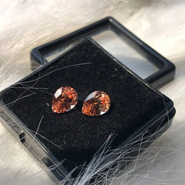 Pear Cut Orange Sapphire Gemstone Pair