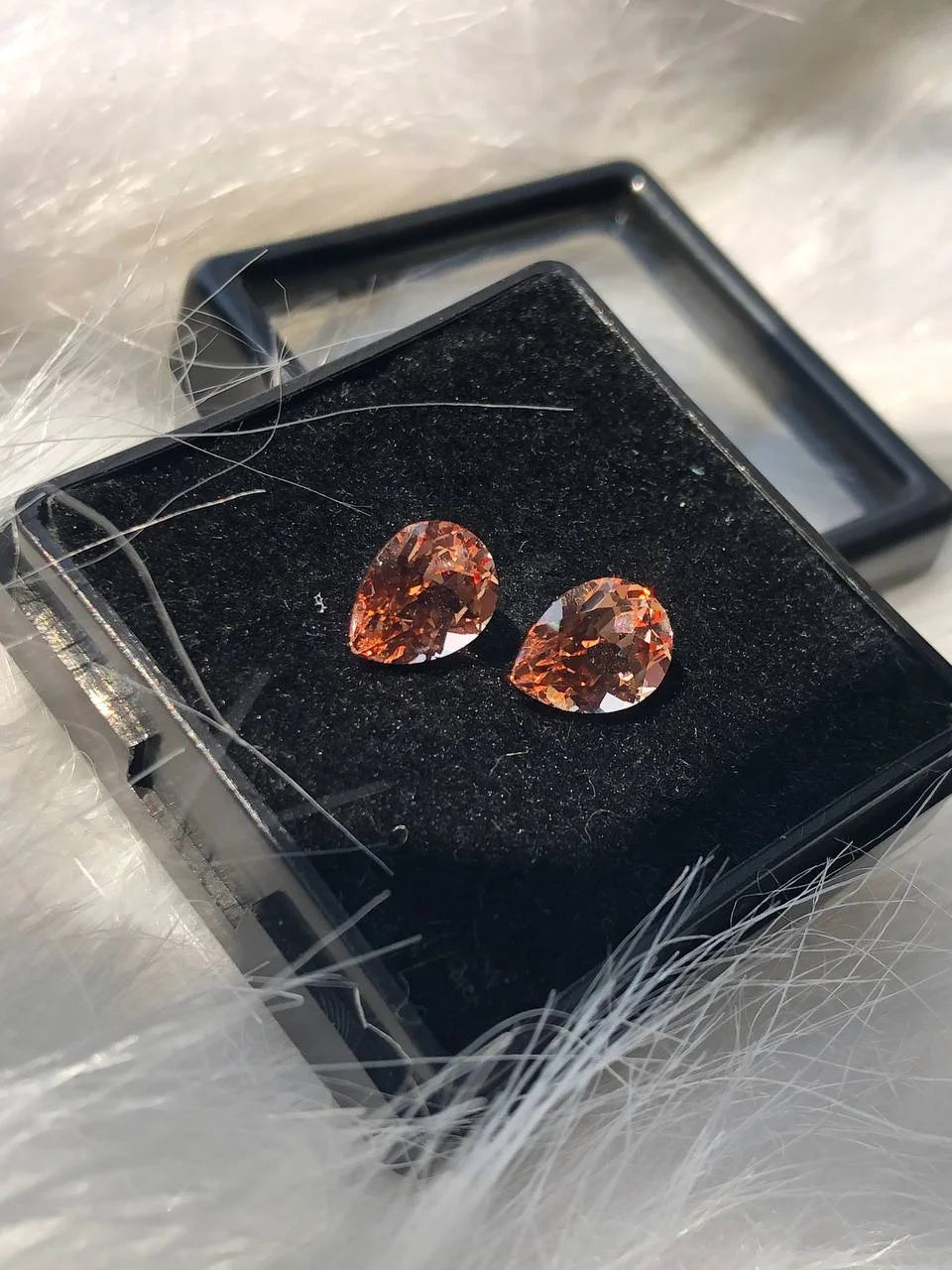 Pear Cut Orange Sapphire Gemstone Pair