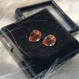 Pear Cut Orange Sapphire Gemstone Pair