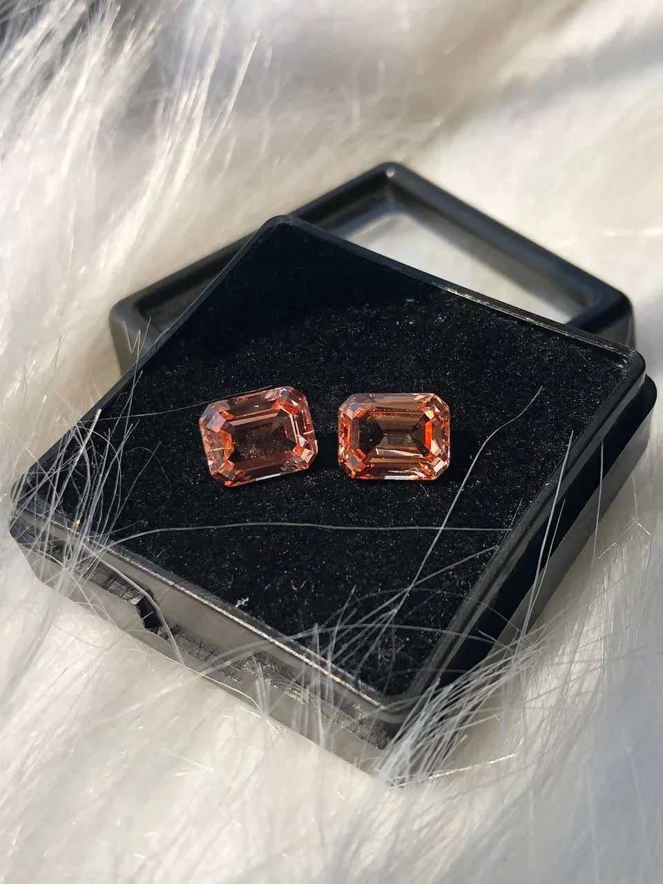 4.542 CT Emerald Cut Lab Created Loose Gemastone Orange Sapphire Gemstone Ideal For Earring