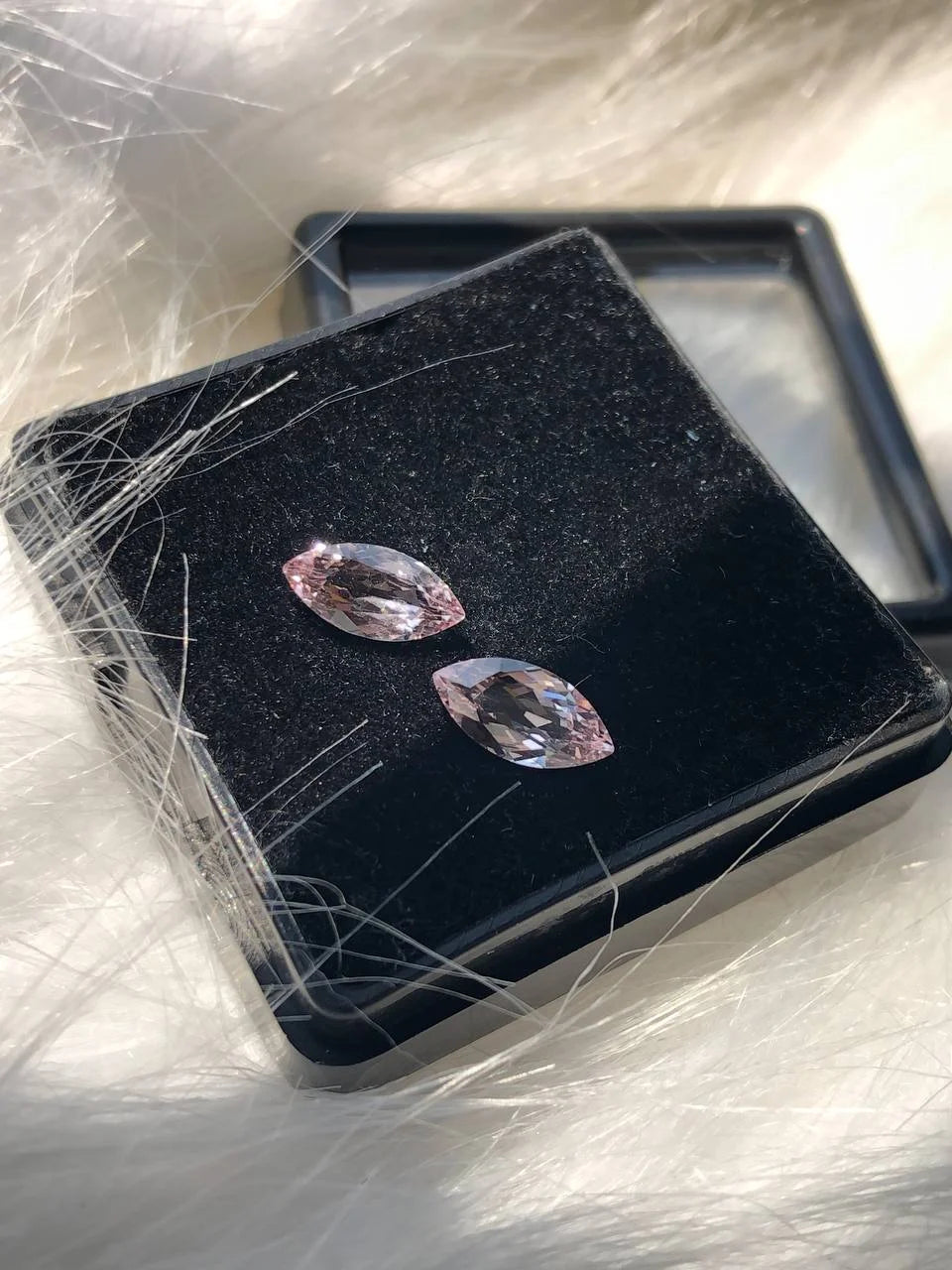 Marquise Cut Lab Craeted Pink Gemstone Pair