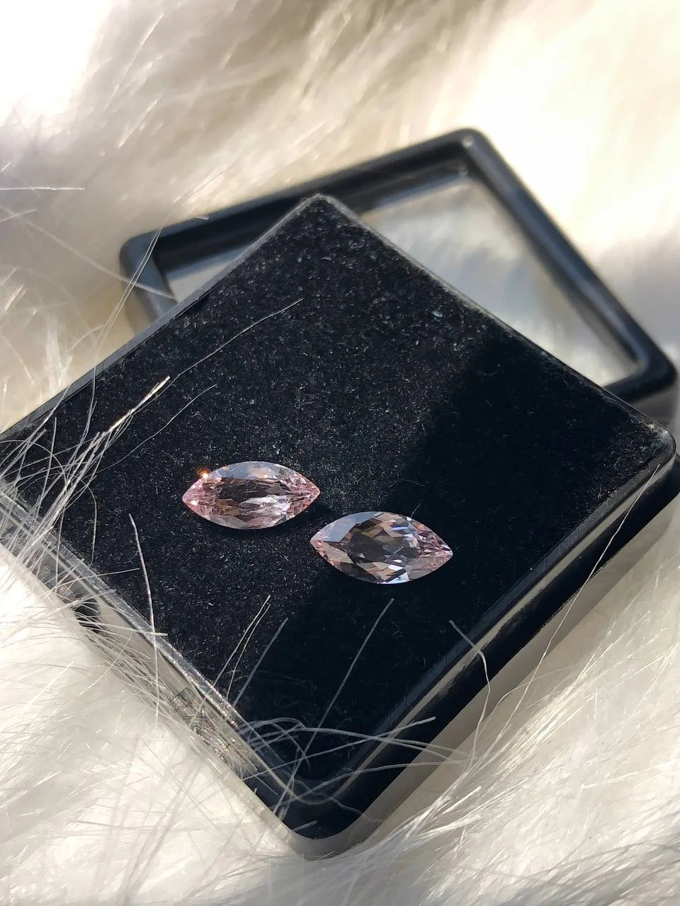 Marquise Cut Lab Craeted Pink Gemstone Pair