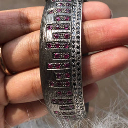 Vintage Style 925 Sterling Silver Ruby Gemstone Bangle Bracelet - Unique Accessory