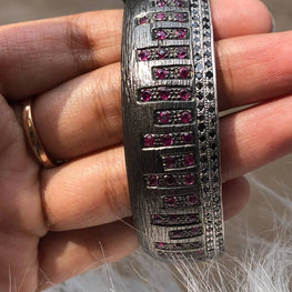Vintage Style 925 Sterling Silver Ruby Gemstone Bangle Bracelet - Unique Accessory