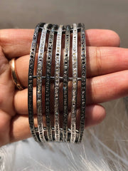 Black Rhodium Natural Diamond Bangle