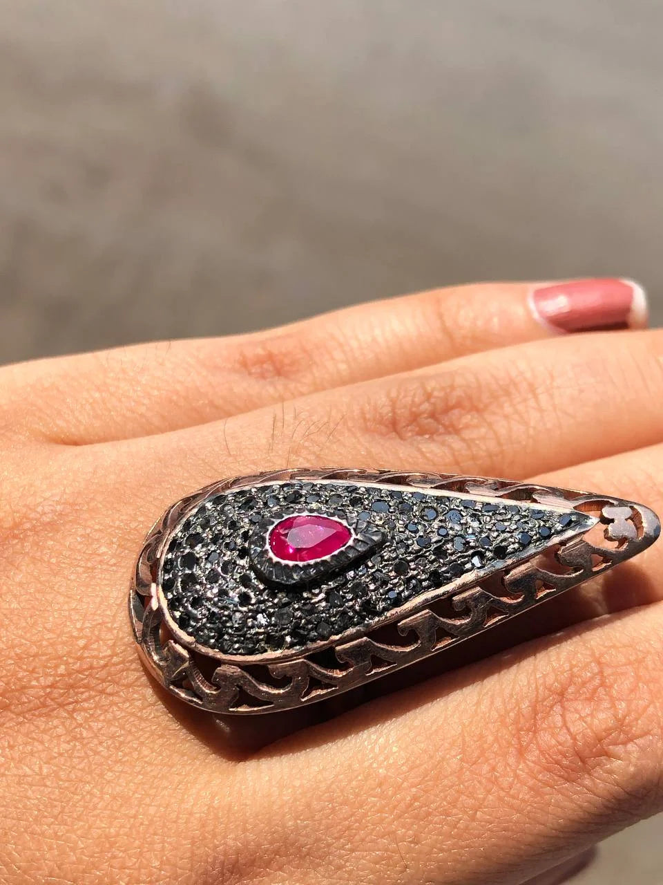 Ruby Gemstone Boho Ring 925 Sterling SIlver Art Deco Stunning Ring For Wedding Gift