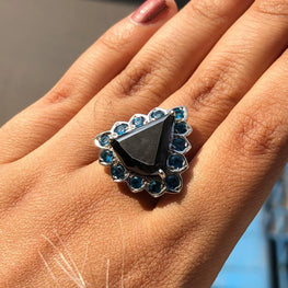 Trillion Shape Black Moissanite Ring 925 Sterling Silver Art Deco Wedding promise Ring For Her