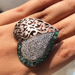 Round Emerald Heart Shape Ring