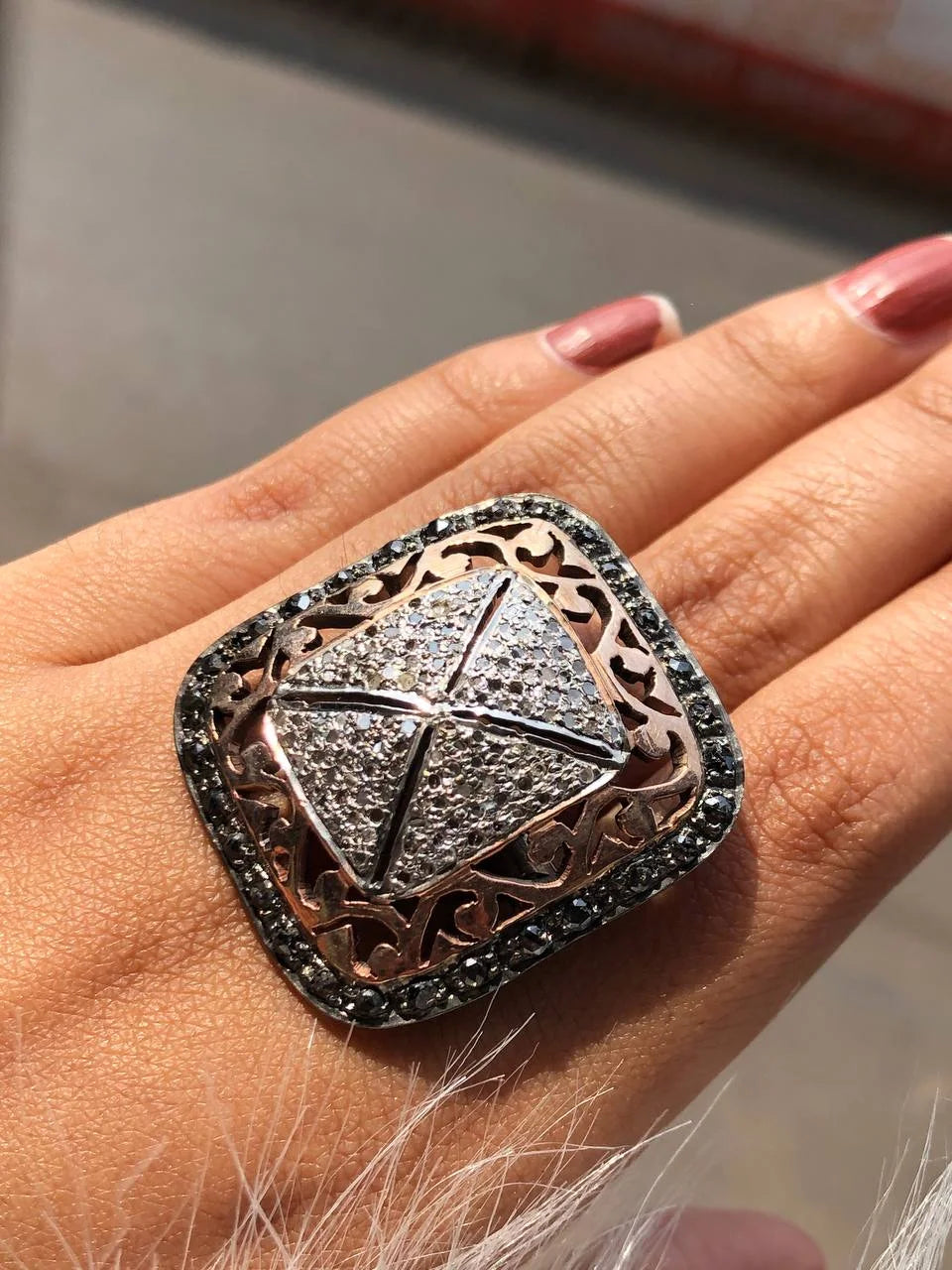 Natural Diamond Square Shape Vintage Ring