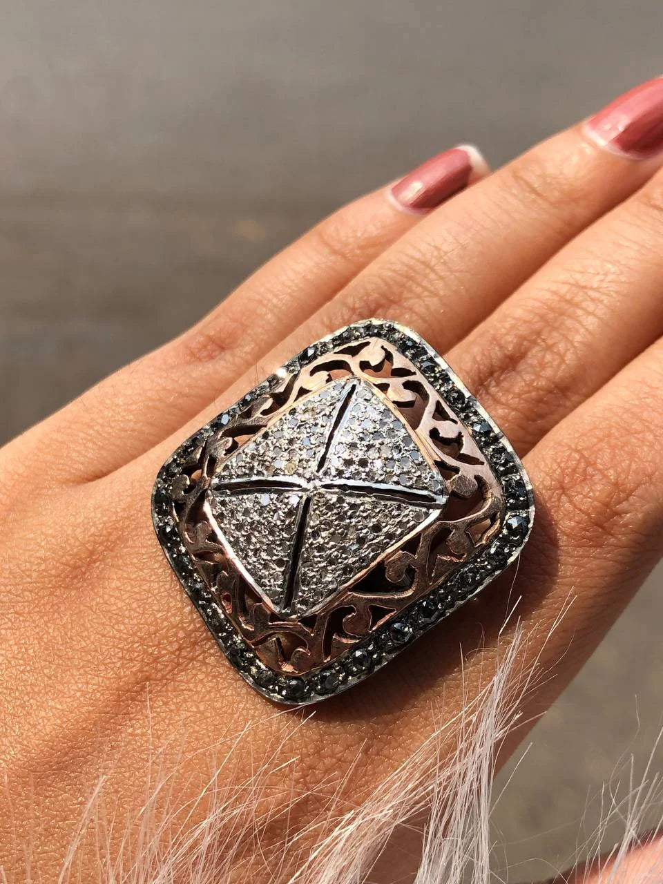 Natural Diamond Square Shape Vintage Ring