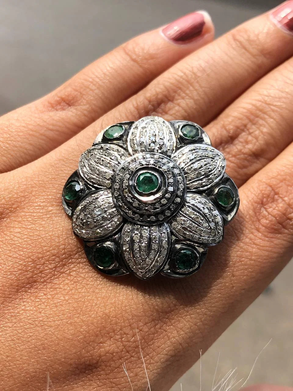 Art Deco Floral Sterling Silver Ring